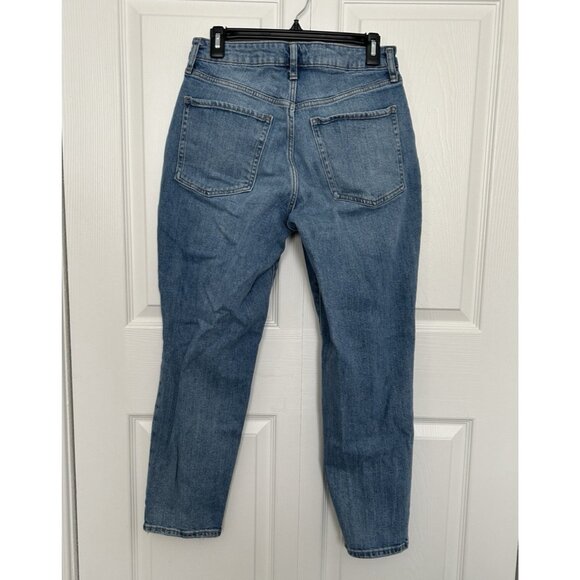 Old Navy Womens High Rise Curvy O.G. Straight Denim Cotton Blend Blue Jeans 10 - Picture 3 of 10